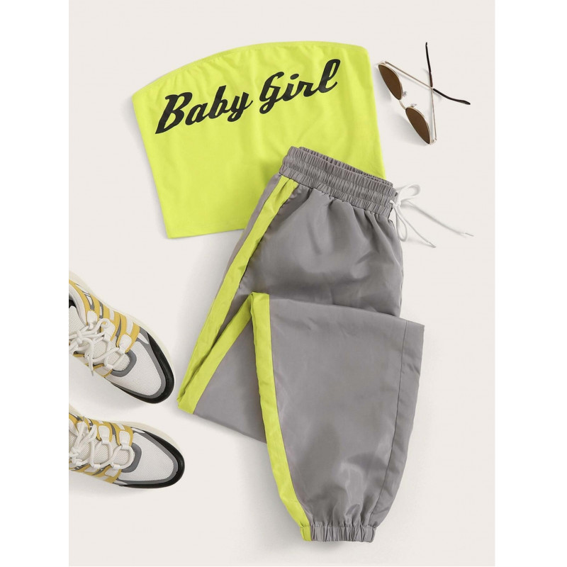 Conjunto top y pants Neón